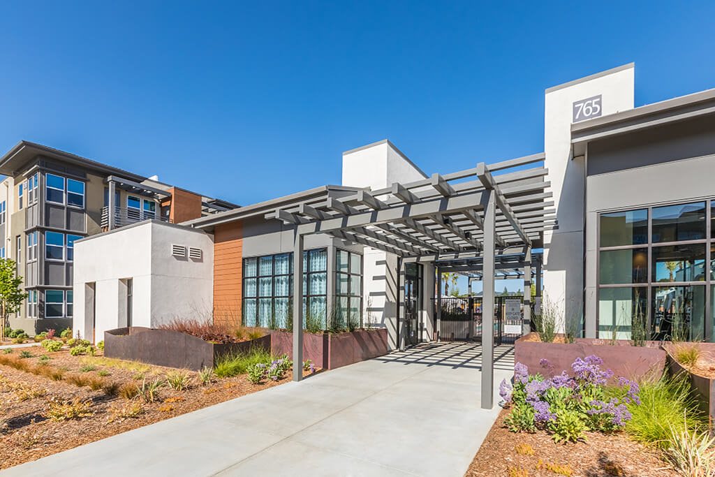 Exterior social lounge at The Braydon Apartments in Napa CA